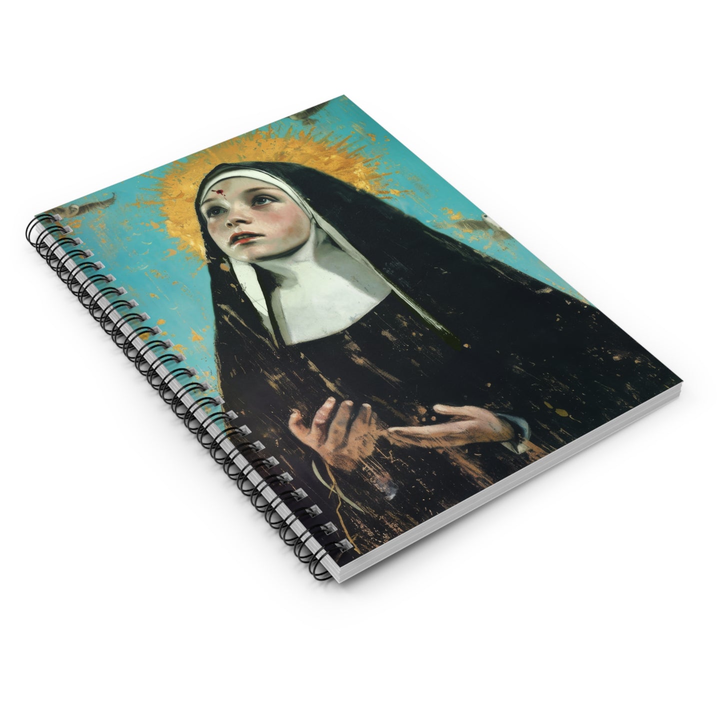 Saint Rita of Cascia - Sanctified Souls Art - Religious Based Notebook - Spiral Notebook - Ruled Line