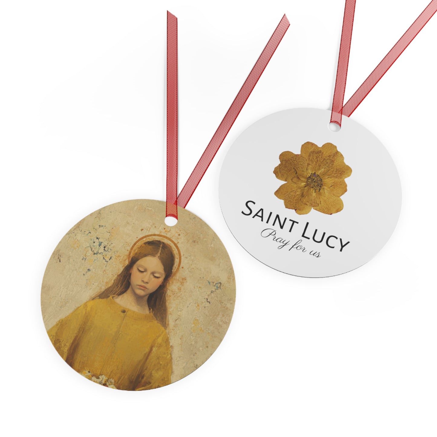 Saint Lucy Metal Ornament - Religious Holiday Christmas Keepsake - Religious Catholic Tree Ornament - Christmas Gift