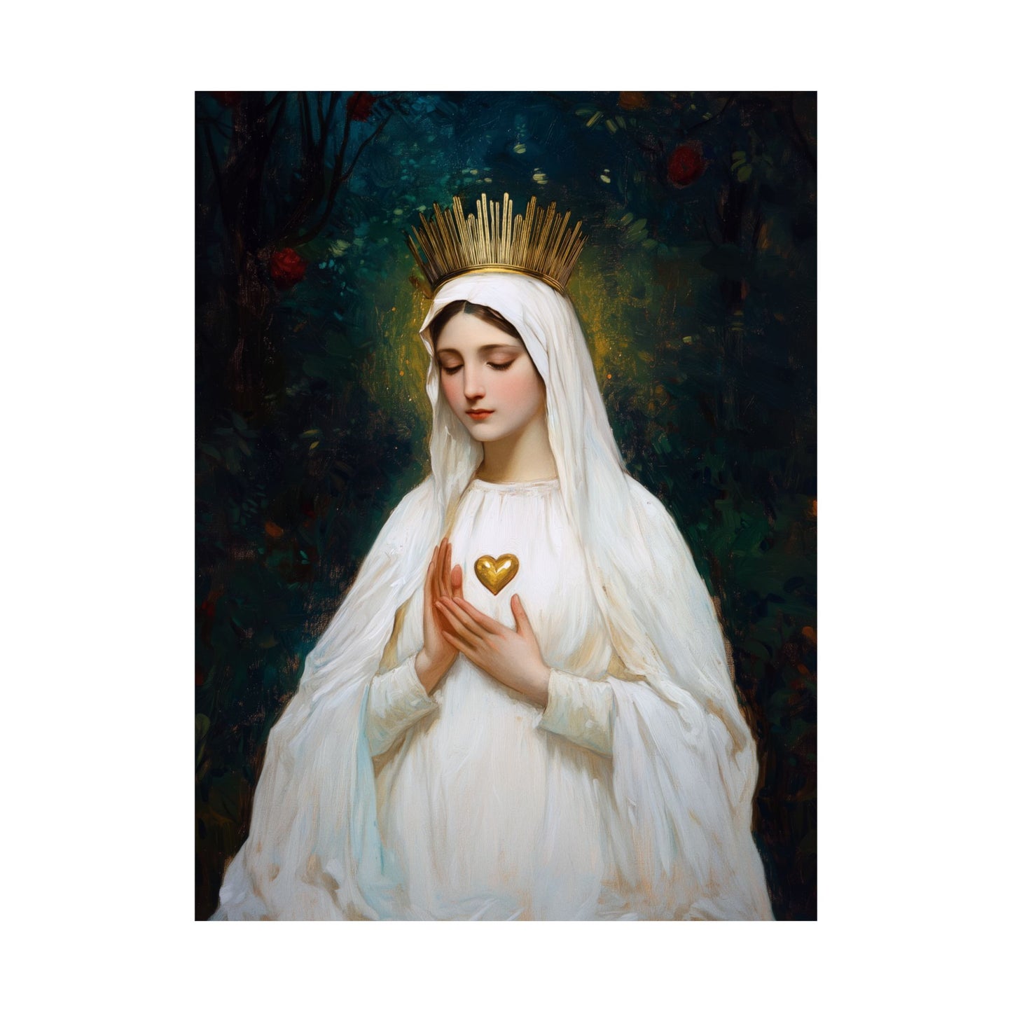 Our Lady of Beauraing - Our Lady of the Golden Heart - Marian Art - Sanctified Souls Print - Multiple Sizes - Premium Vertical Posters