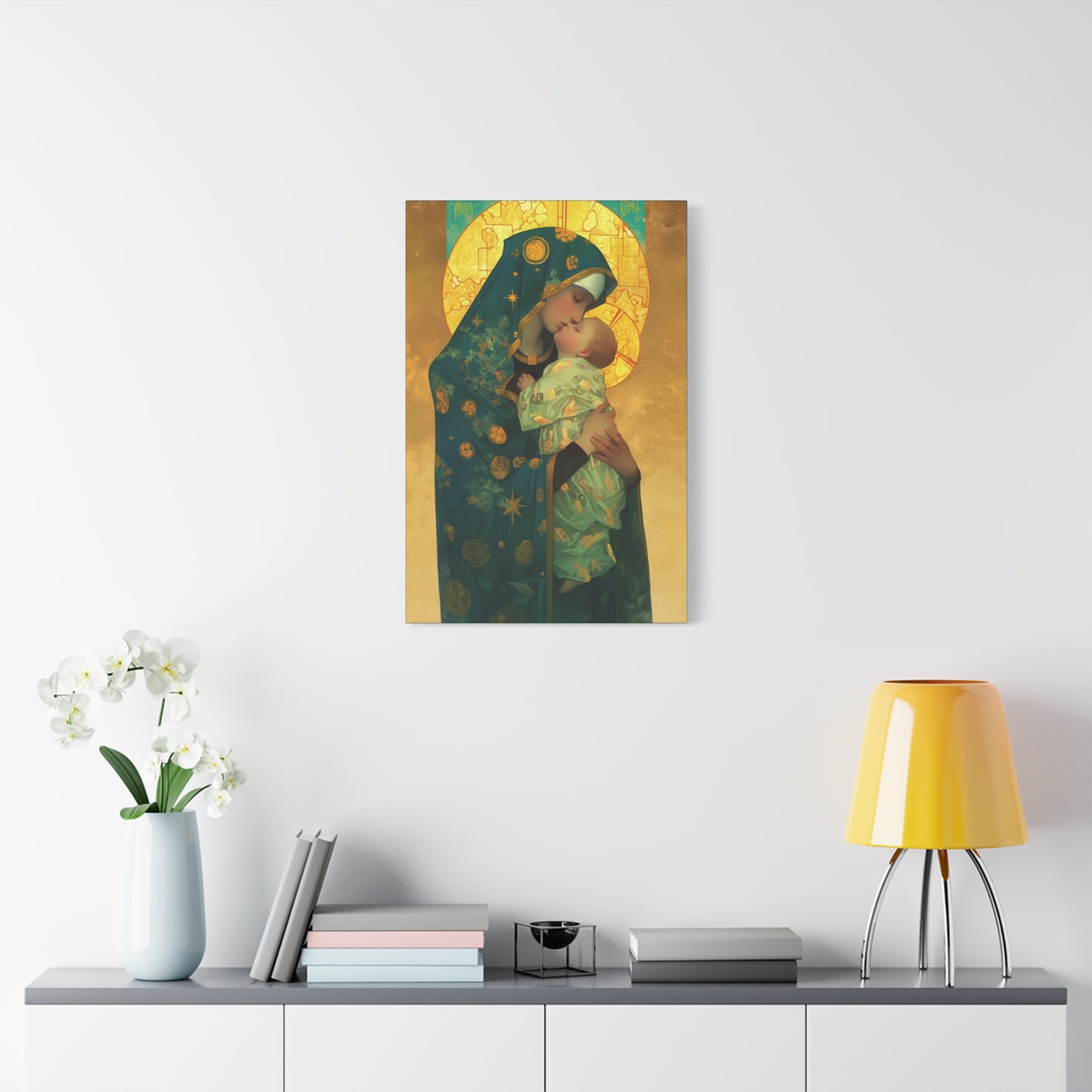 Peaceful Refuge - Mary and the Christ Child - Museum Wrapped Canvas - Print - Religious Art for your Home - Catholic Saint Art