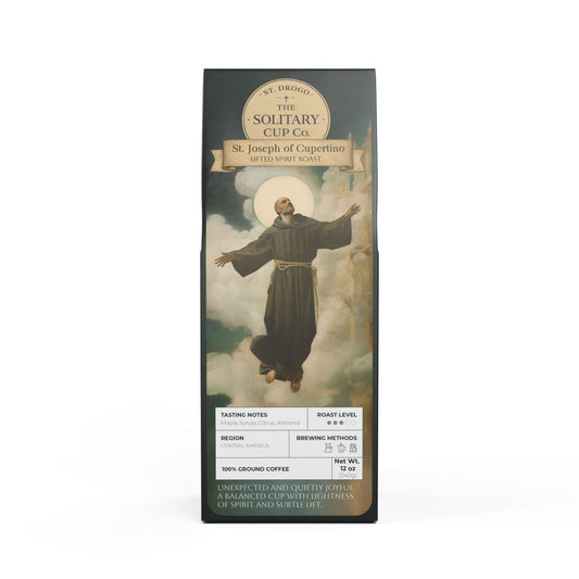 St. Joseph of Cupertino - Lifted Spirit Roast (Medium Roast) - St. Drogo - The Solitary Cup Co. - Artisan Catholic Saint Inspired Coffee - 12 oz.