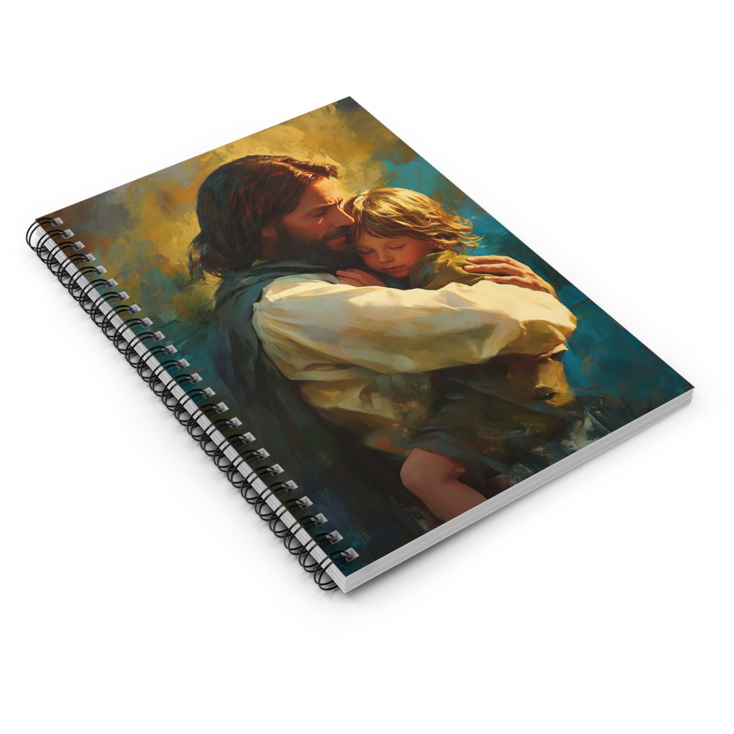 Christ's Compassionate Embrace - Christ and Child - Sanctified Souls Art - Religious - Spiral Notebook - Ruled Line - Catholic Religious art