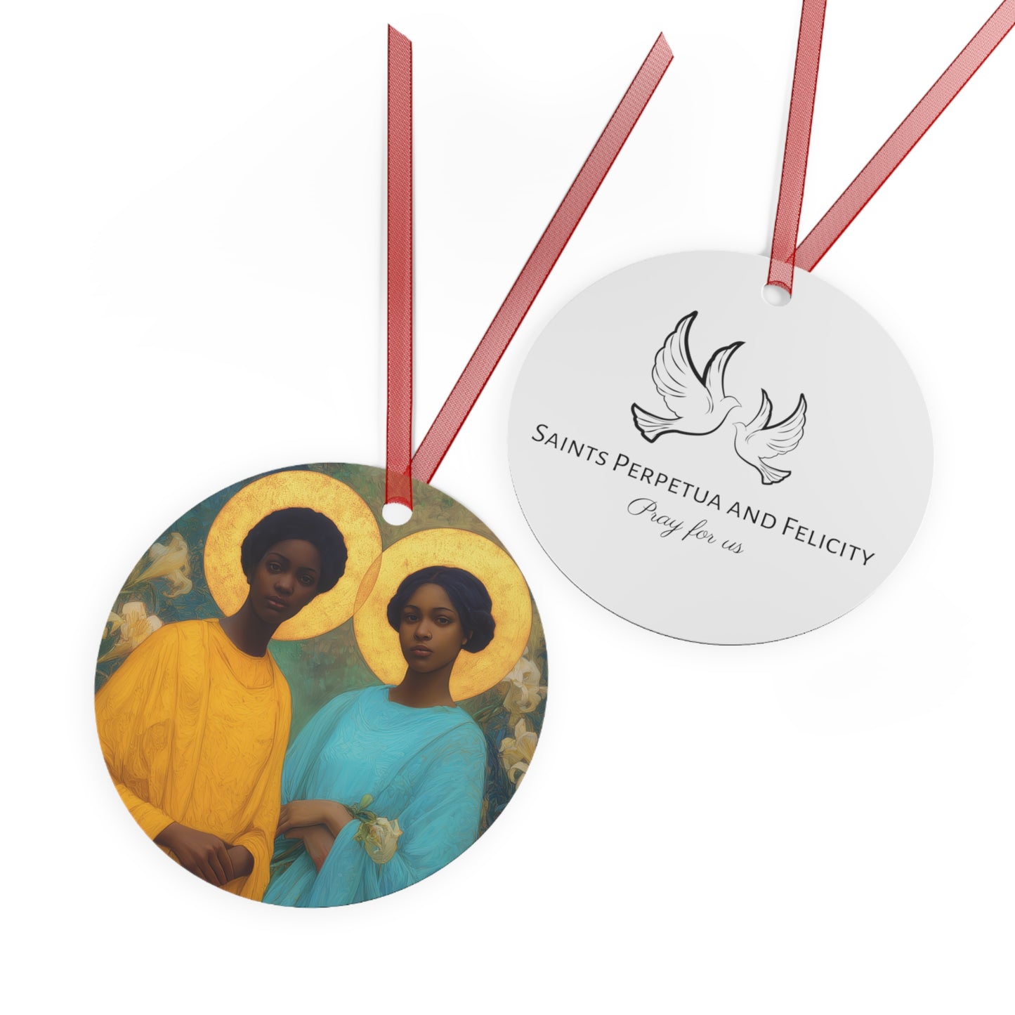 Saint Perpetua and Saint Felicity Metal Ornament - Religious Holiday Christmas Ornament and Keepsake - Prayer Ornament