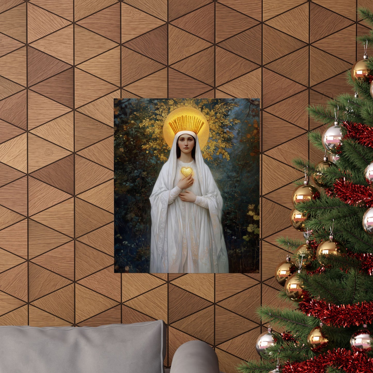 Our Lady of Beauraing - Our Lady of the Golden Heart - Marian Art - Sanctified Souls Print - Multiple Sizes - Premium Vertical Posters