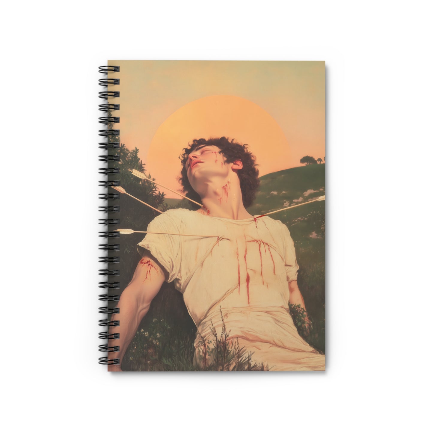 Saint Sebastian - Sanctified Souls Art - Religious Based Notebook - Spiral Notebook - Prayer journal