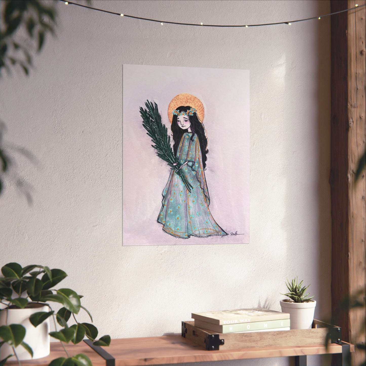 Saint Faith Matte Poster - Hand-Drawn Art - Catholic Print | Faith Hope and Charity Devotional Wall Art | Christian Religious Poster