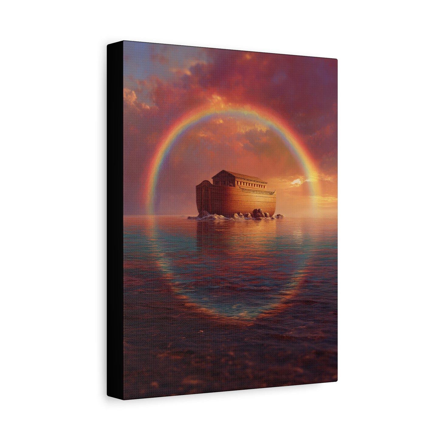 Sheltered Beneath the Covenant Sky - Noah's Ark - Gallery Wrapped Canvas - Print - Religious Art for your Home - Catholic