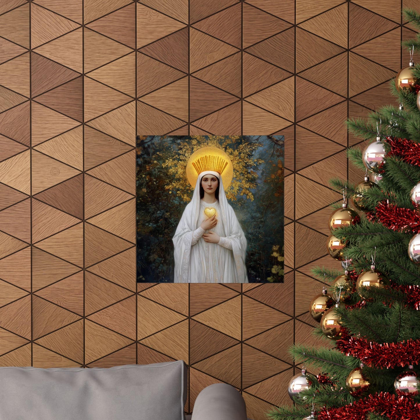 Our Lady of Beauraing - Our Lady of the Golden Heart - Marian Art - Sanctified Souls Print - Multiple Sizes - Premium Vertical Posters