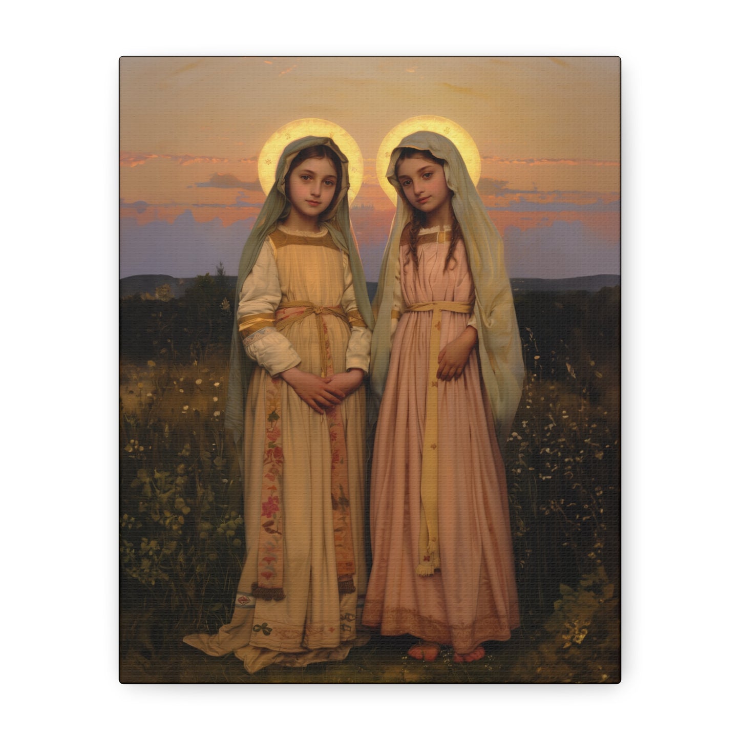 Saints Nunilo and Alodia - Museum Wrapped Canvas - Print - Religious Art for your Home - Christian print - Prayer Room Catholic Saint