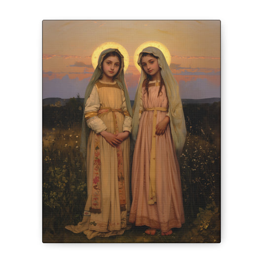 Saints Nunilo and Alodia - Museum Wrapped Canvas - Print - Religious Art for your Home - Christian print - Prayer Room Catholic Saint