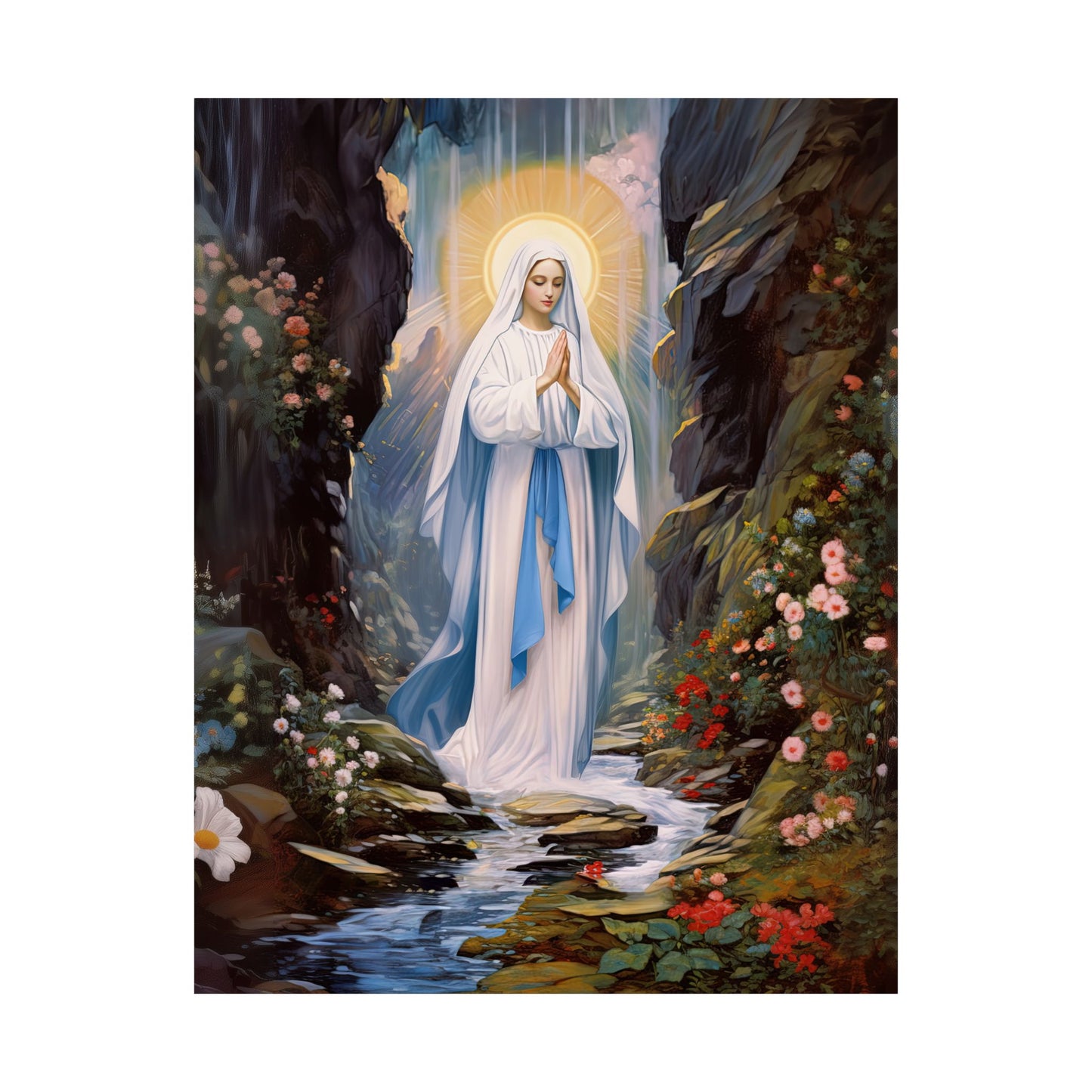 Our Lady of Lourdes - Sanctified Souls Print - Multiple Sizes - Premium Matte Vertical Posters