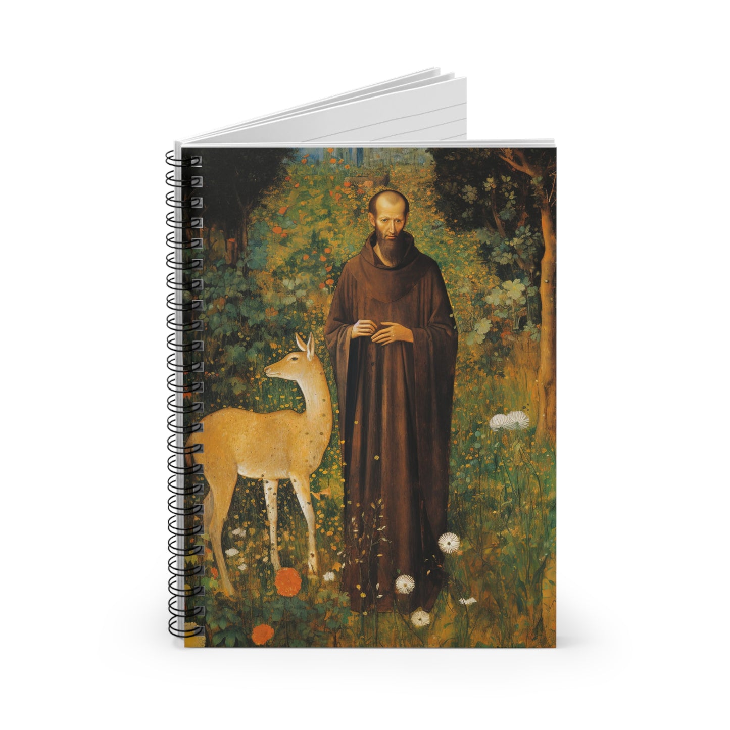 Saint Giles Abbot Journal - Sanctified Souls Art - Religious Based Notebook - Spiral Notebook - Ruled Line
