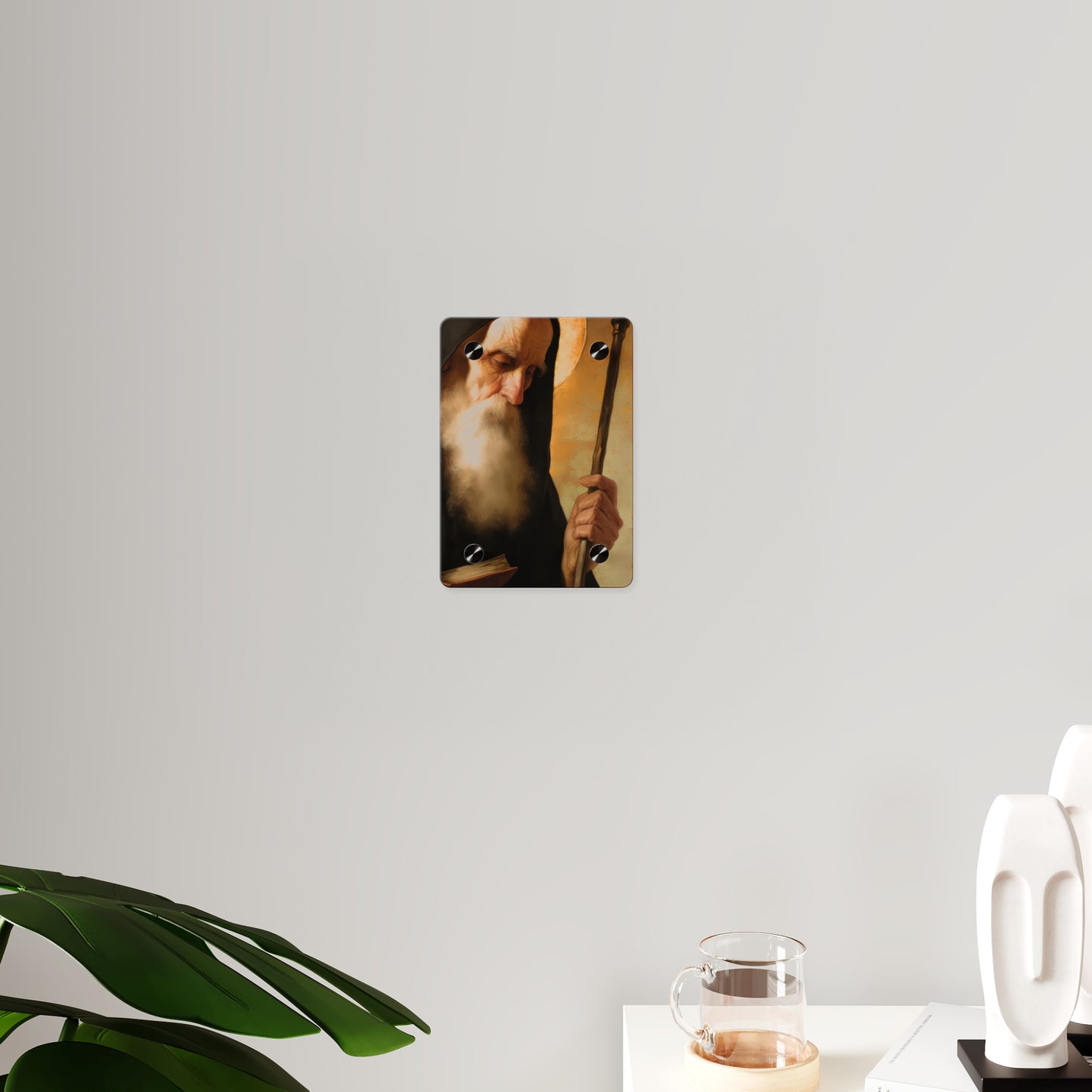 Saint Benedict Wall Art Panel - Ready to Hang Acrylic Print - Catholic Saint Art - Patron Saint Print - No Frame needed
