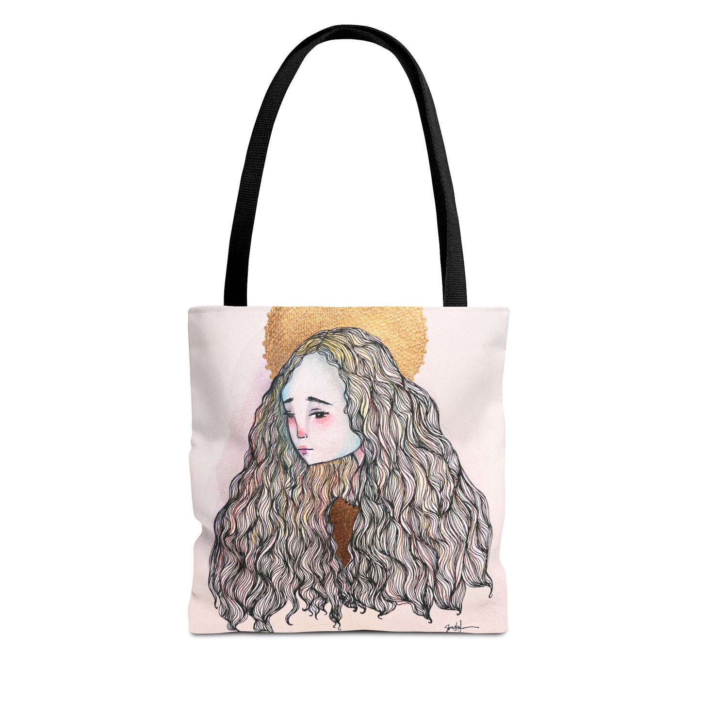 Saint Philomena Tote - Hand-Drawn Catholic Art - Prayer Bag | Christian Devotional Tote | Sanctified Solocosmo Religious Tote