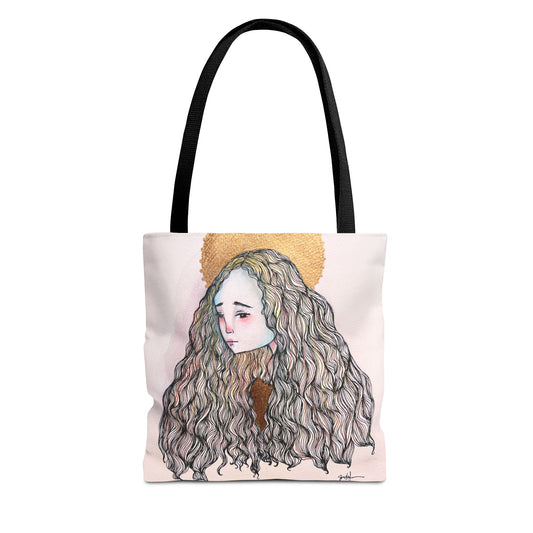 Saint Philomena Tote - Hand-Drawn Catholic Art - Prayer Bag | Christian Devotional Tote | Sanctified Solocosmo Religious Tote