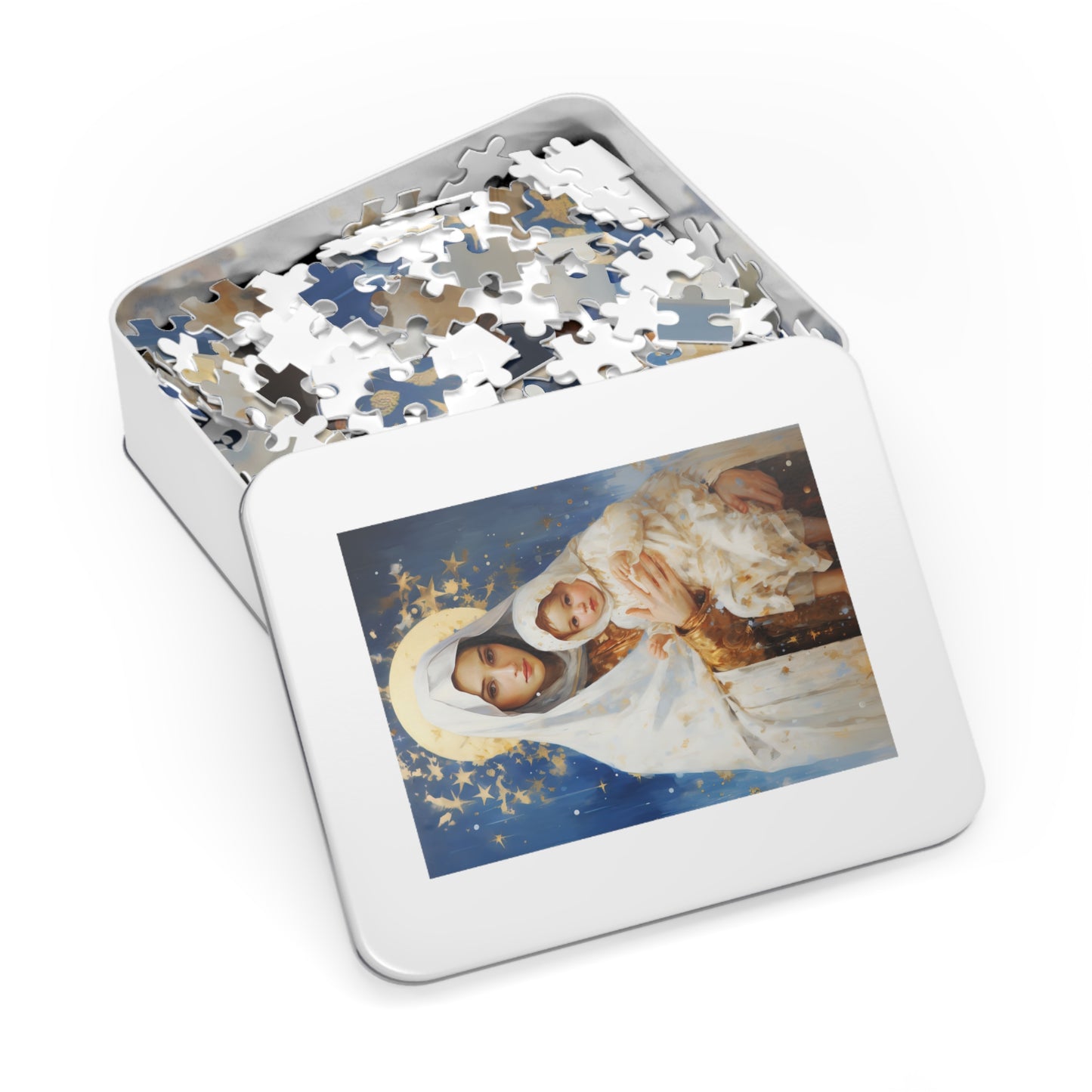 Divine Frost: Our Lady of the Snows - Puzzle and Keepsake Tin - Religious Jigsaw Puzzle (30, 110, 252, 500,1000-Piece) - Religious Puzzle