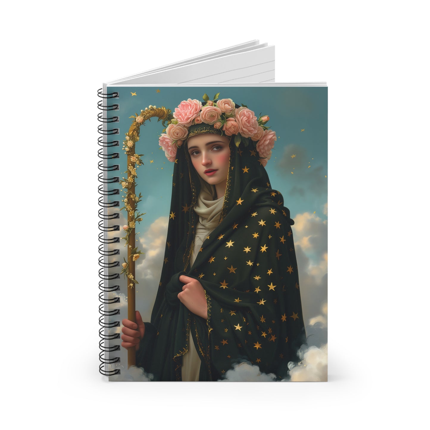 Saint Aldegund / Aldegundis - Sanctified Souls Art - Religious Based Notebook - Spiral Notebook - Ruled Line