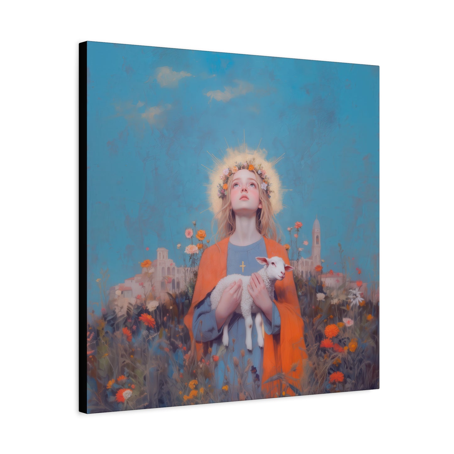 Saint Agnes of Rome -  Museum Wrapped Canvas - Sanctified Souls Print - Religious Art for your Home - Catholic Patron Saint Art