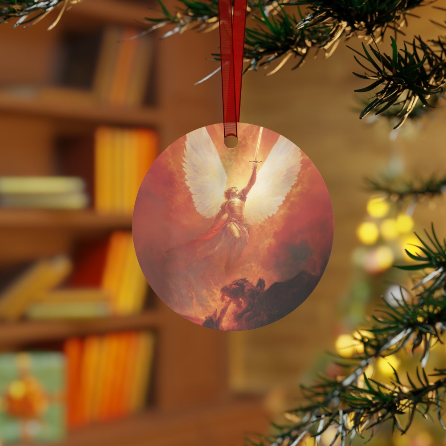Saint Michael Metal Ornament - Religious Holiday Christmas Ornament and Keepsake - Prayer Ornament