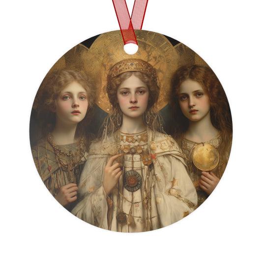 Saints Faith, Charity and Hope Metal Ornament - Religious Holiday Christmas Ornament and Keepsake - Double sided - Prayer Ornament