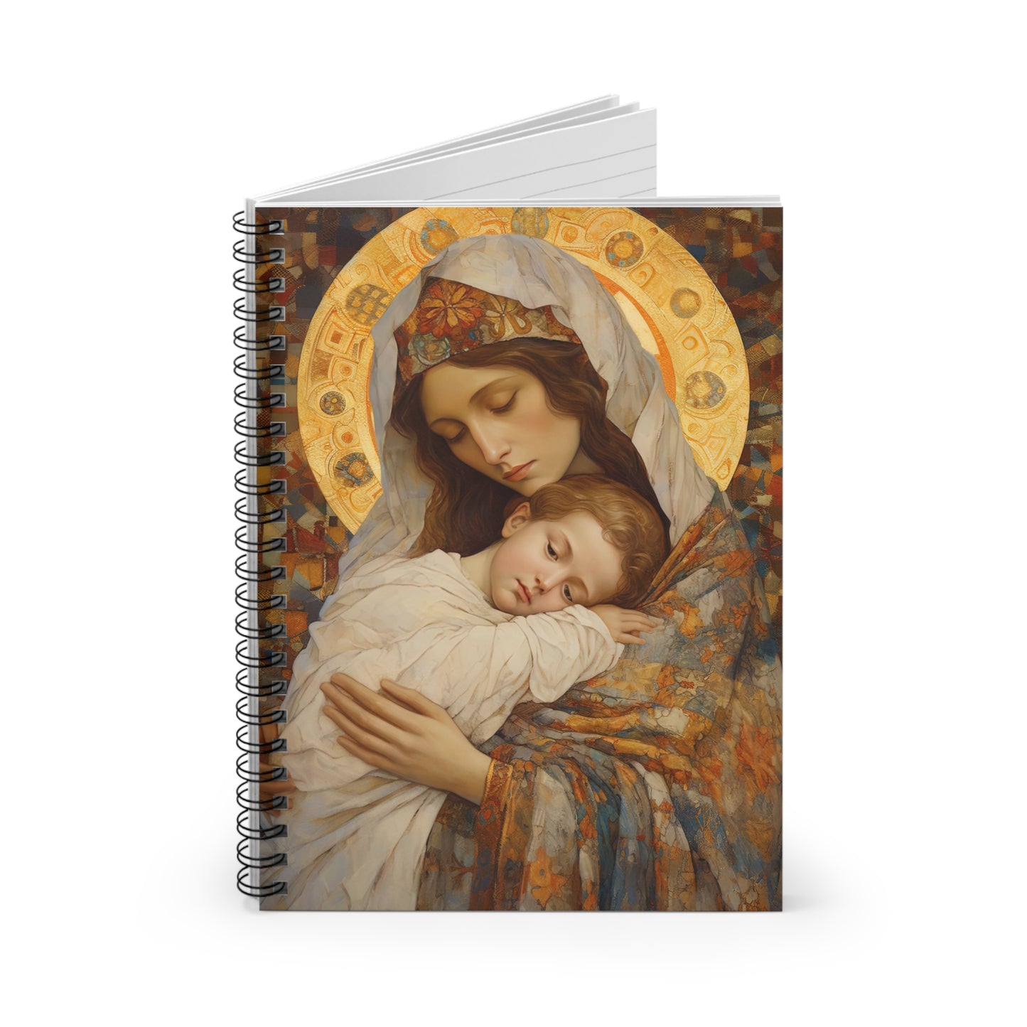 Cradle of Grace - Madonna and the Christ Child Journal - Sanctified Souls Art - Religious Based Notebook - Spiral Notebook - Ruled Line