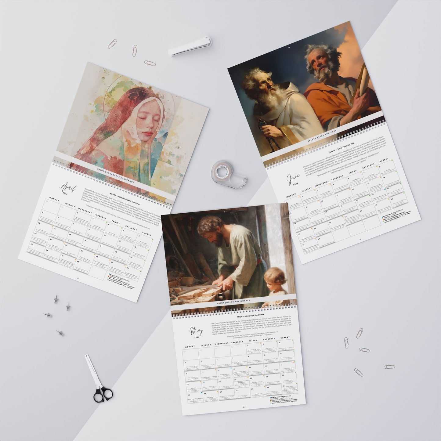 Catholic Liturgical Calendar 2026 - Saints, Solemnities & Marian Feast Days - Sanctified Souls - Christmas Gift - Gift for Catholics
