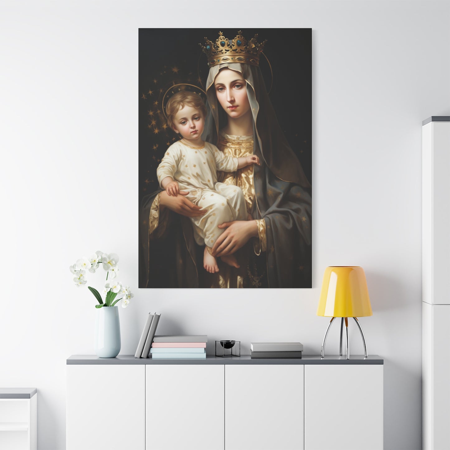 Our Lady of Mount Carmel - Museum Wrapped Canvas - Sanctified Souls Print - Mary the Blessed Virgin
