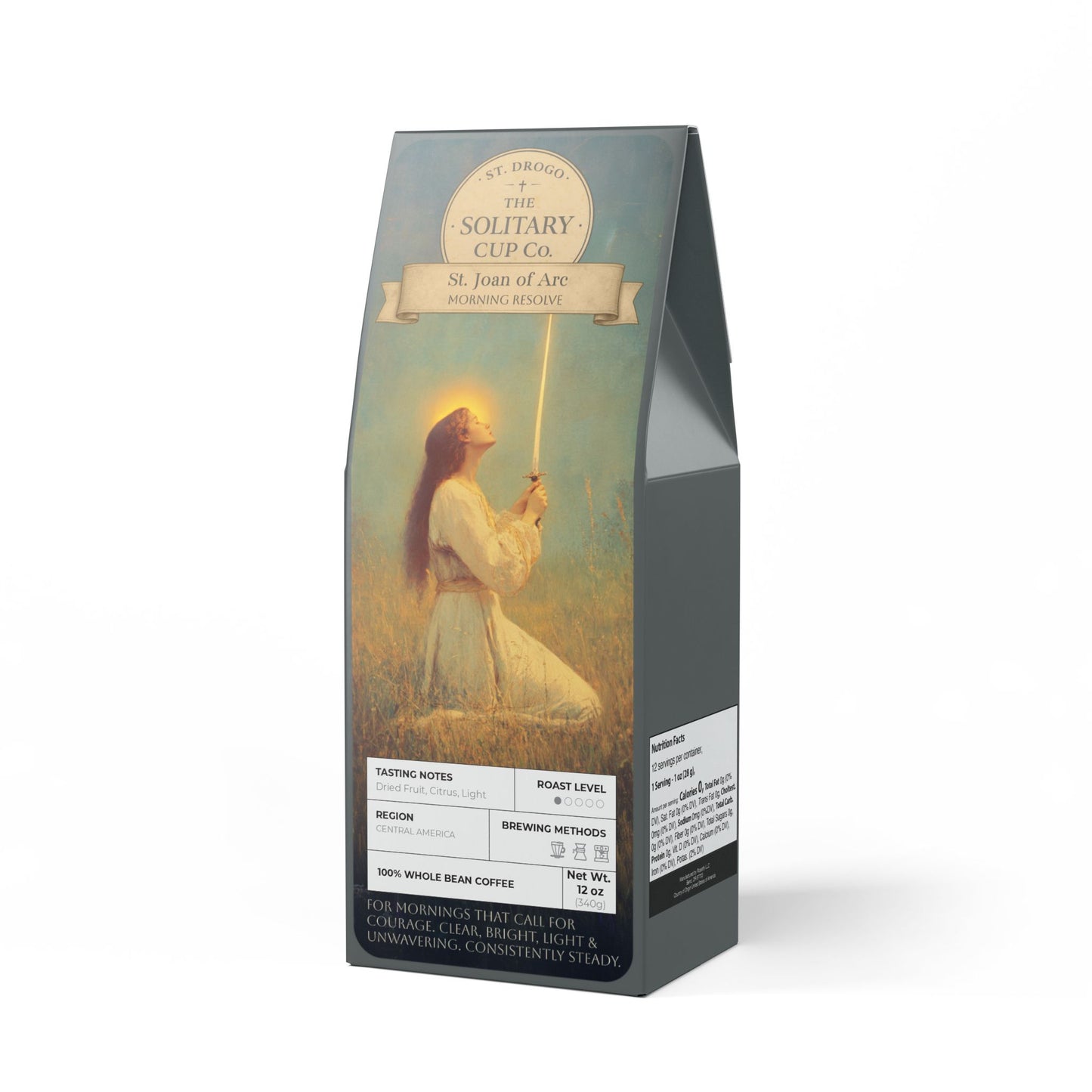 St. Joan of Arc - Morning Resolve (Light Roast) - St. Drogo - The Solitary Cup Co. - Artisan Catholic Saint Inspired Coffee - 12 oz.