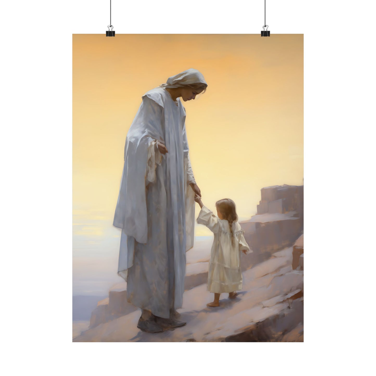 Heavenly Tenderness Print - Sanctified Souls Print - Multiple Sizes - Premium Matte Poster - Mother's Print - Nursery Art - Mom and Baby