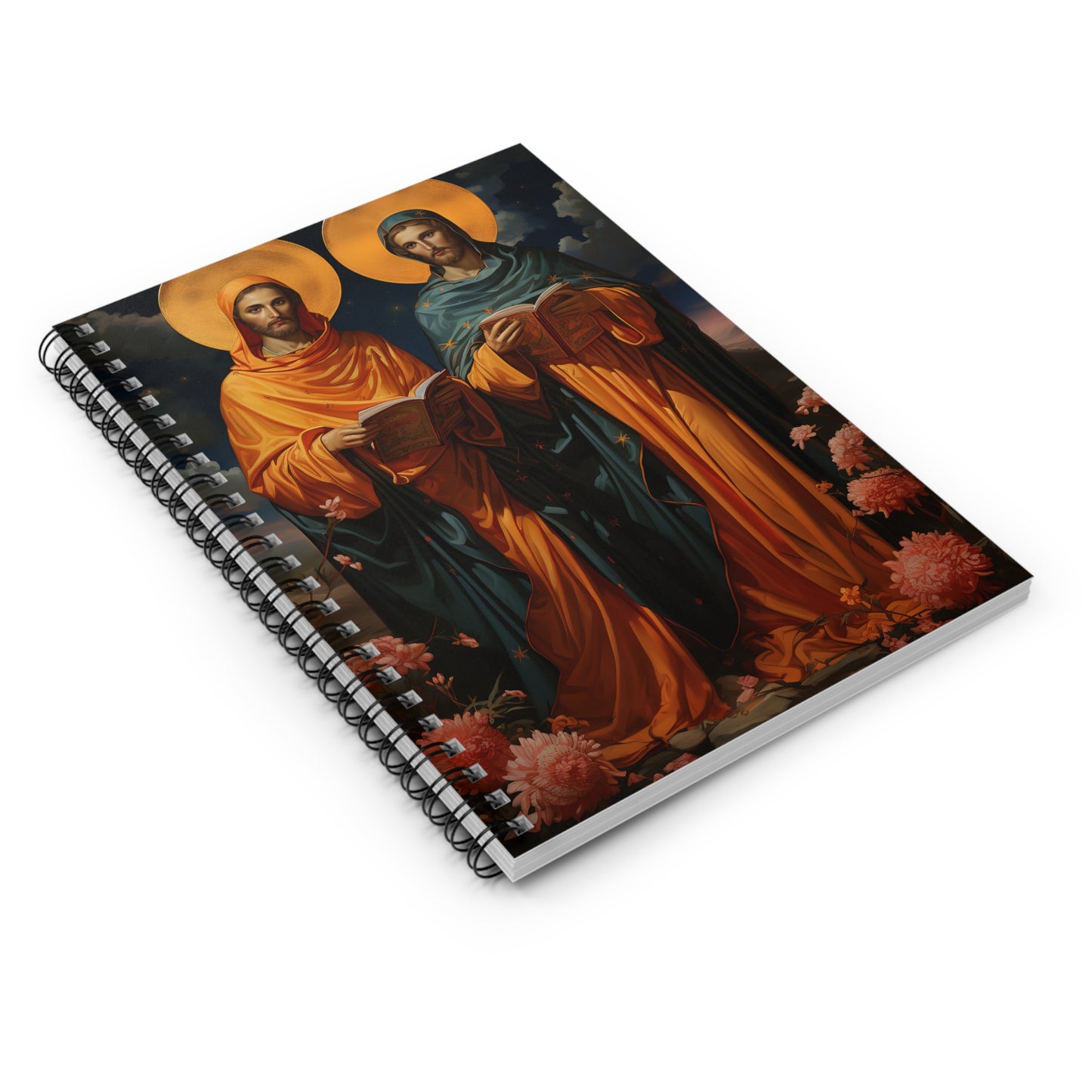 Saints Cosmas and Damian Journal - Sanctified Souls Art - Religious Based Notebook - Spiral Notebook - Ruled Line