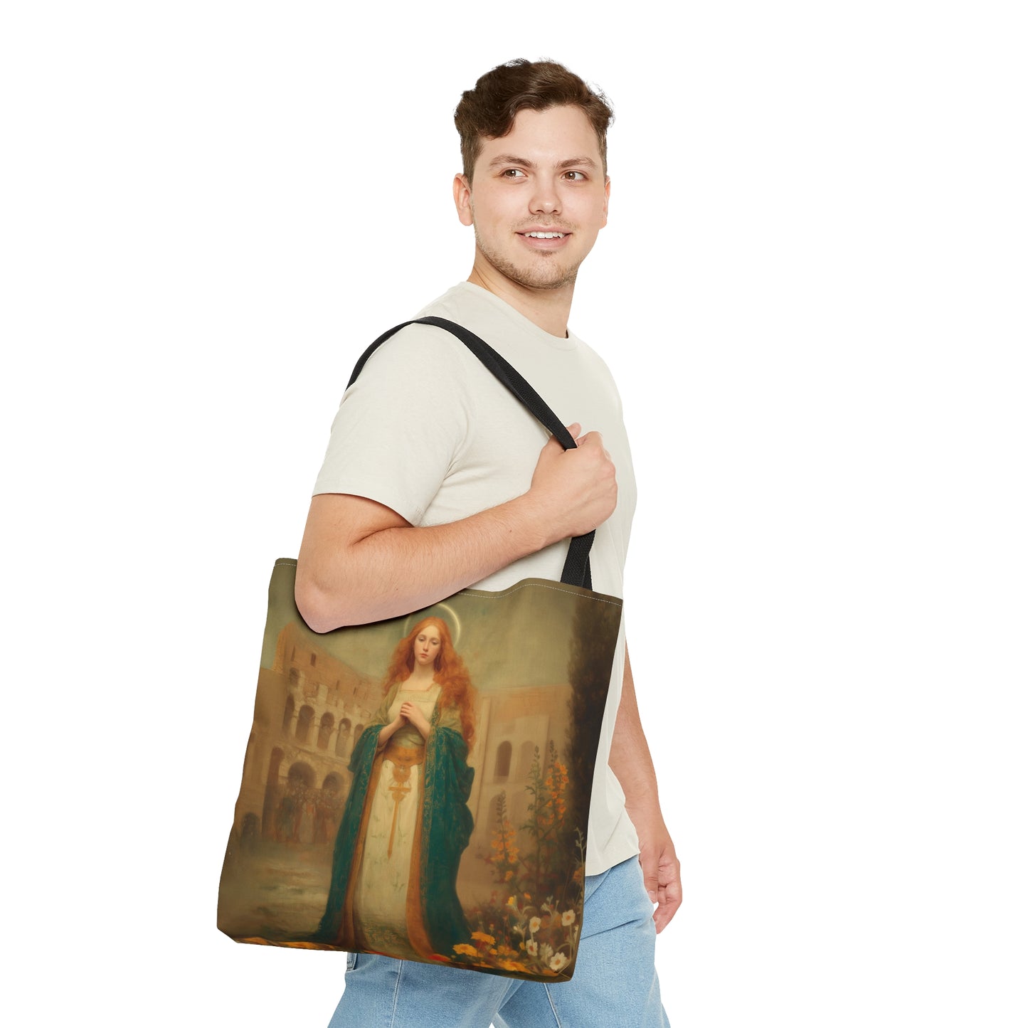 Saint Justina - Tote Bag - Large Medium Small Faith Art Bag - Bible Study Faith Purse - Double Sided Prayer Tote