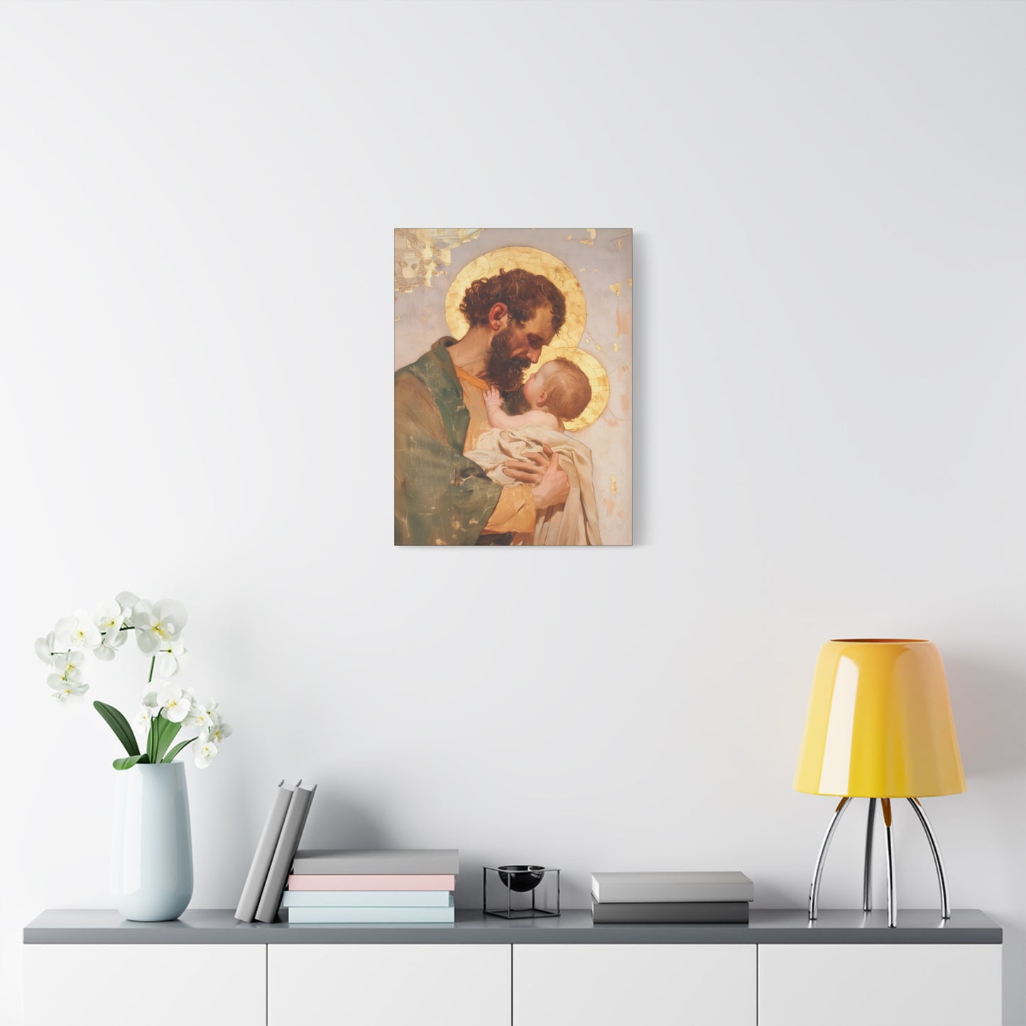 Saint Joseph, Pillar of the Holy Family - Museum Wrapped Canvas - Print - Religious Art for your Home - Christian print - Prayer Room