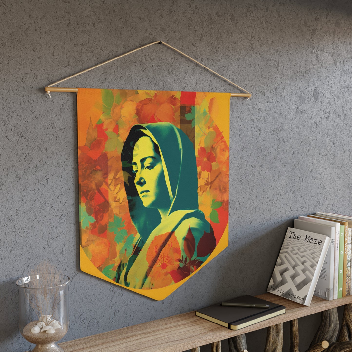 Mary the Blessed Virgin Wall Banner / Wall Hanging - Unique Religious Art for your home - Prayer room - Catholic Home Art - 18" x 21"