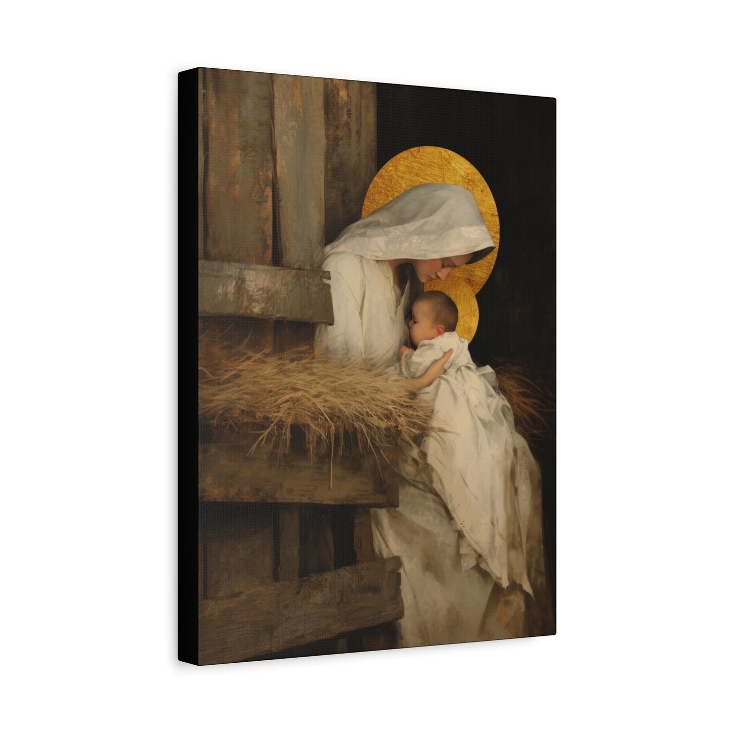Our Lady of the Manger - Mother Mary and the Christ Child - Gallery Wrapped Canvas - Print - Religious Art for your Home - Catholic