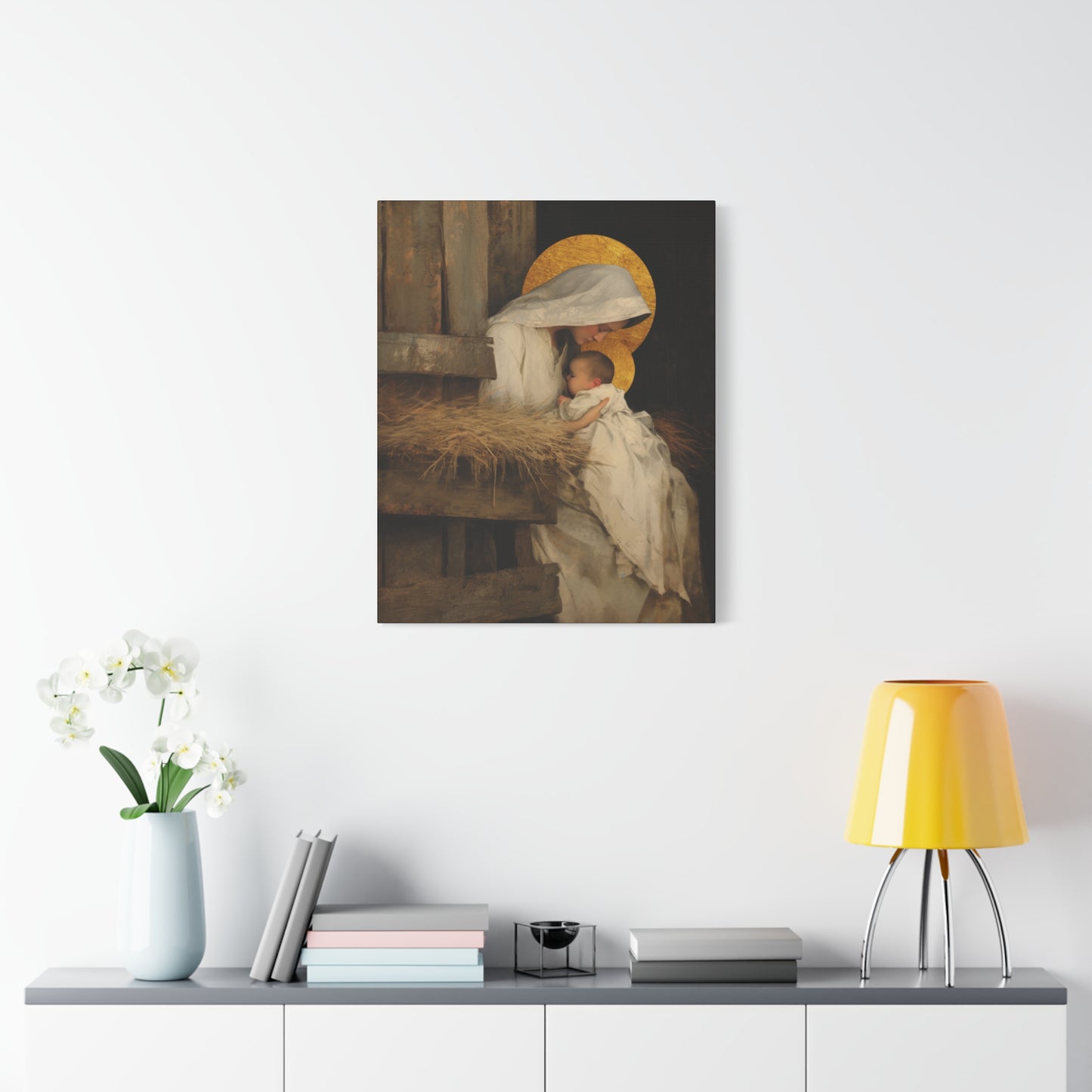 Our Lady of the Manger - Mother Mary and the Christ Child - Gallery Wrapped Canvas - Print - Religious Art for your Home - Catholic