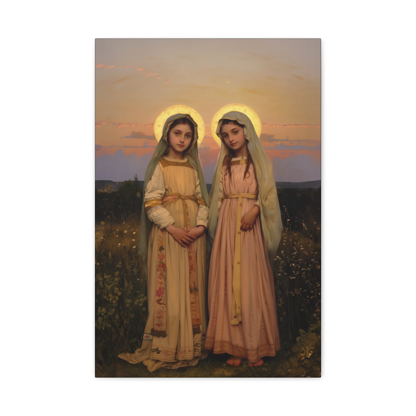 Saints Nunilo and Alodia - Museum Wrapped Canvas - Print - Religious Art for your Home - Christian print - Prayer Room Catholic Saint