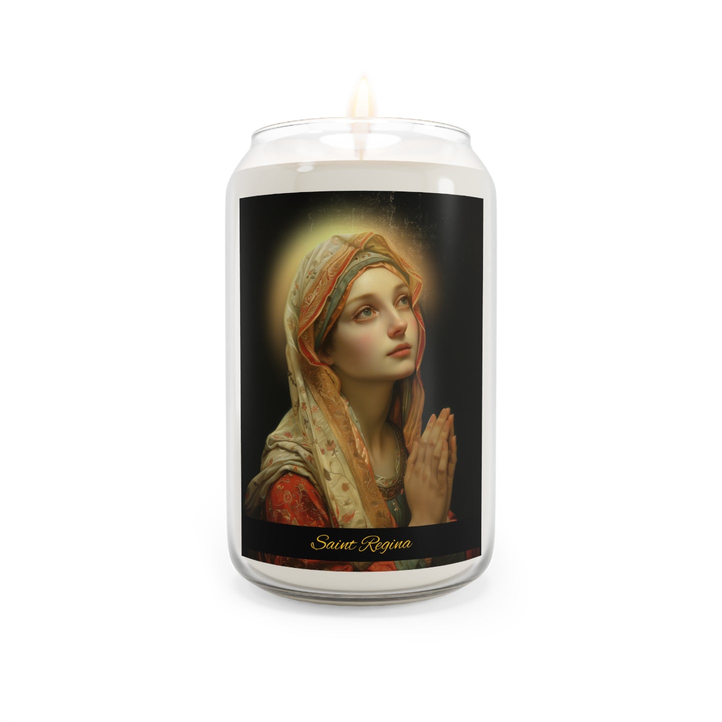 Saint Regina - Scented Prayer Candle, 13.75oz -  Candle - Catholic Art - prayer room Scented Candle - Catholic Saint Art - Fine Art