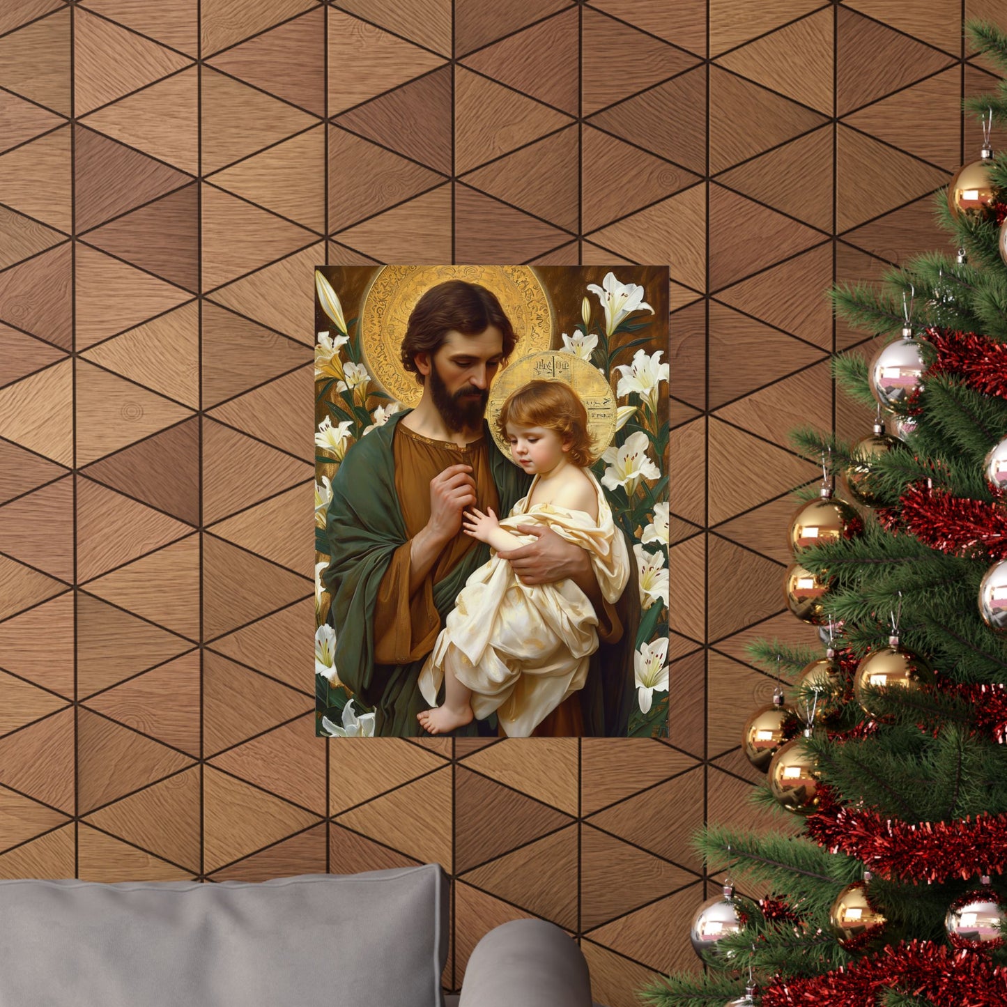 Saint Joseph and the Christ Child  - Sanctified Souls Print - Multiple Sizes - Premium Matte Vertical Posters