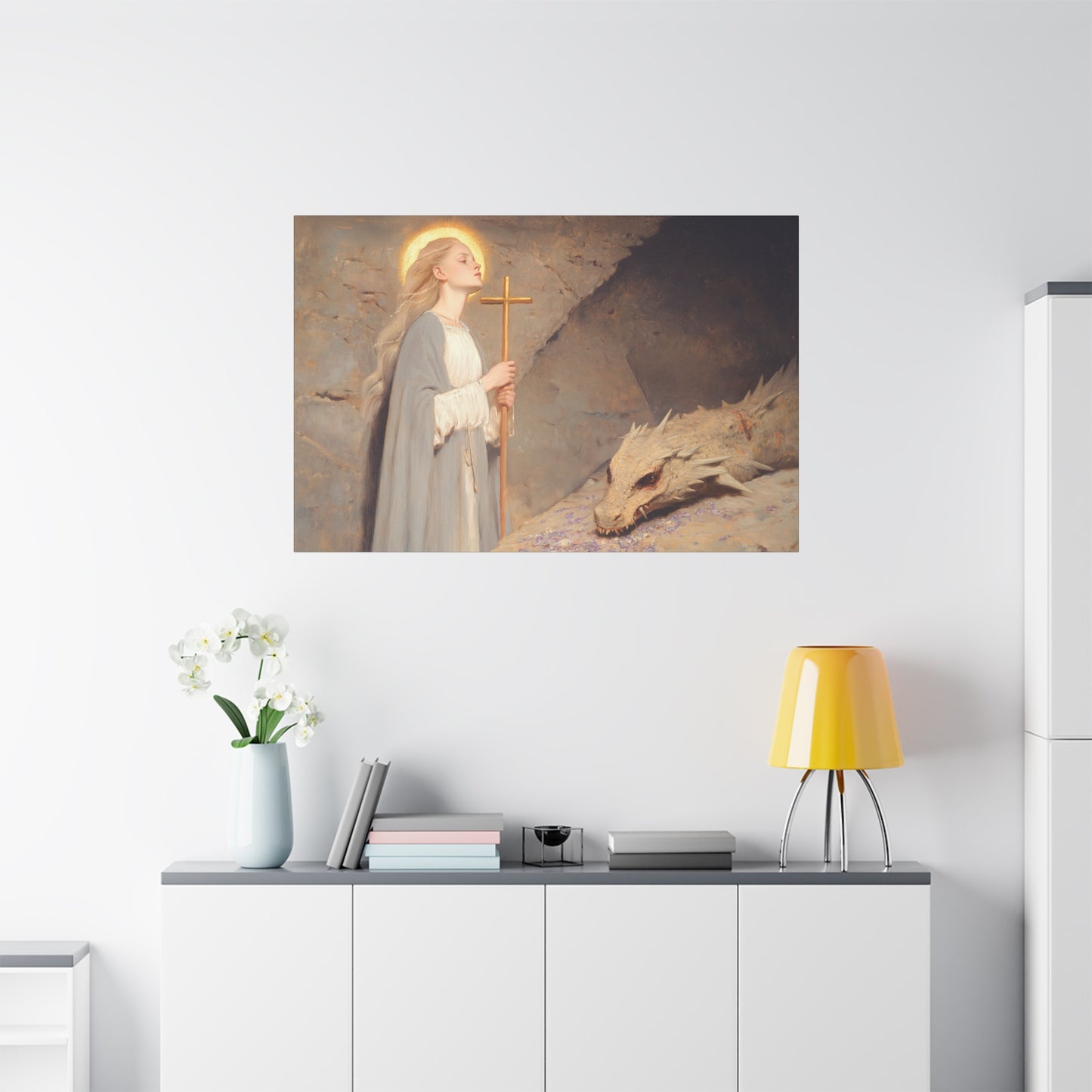 Saint Margaret of Antioch -  Museum Wrapped Canvas - Sanctified Souls Print - Religious Art for your Home - Catholic Patron Saint Art