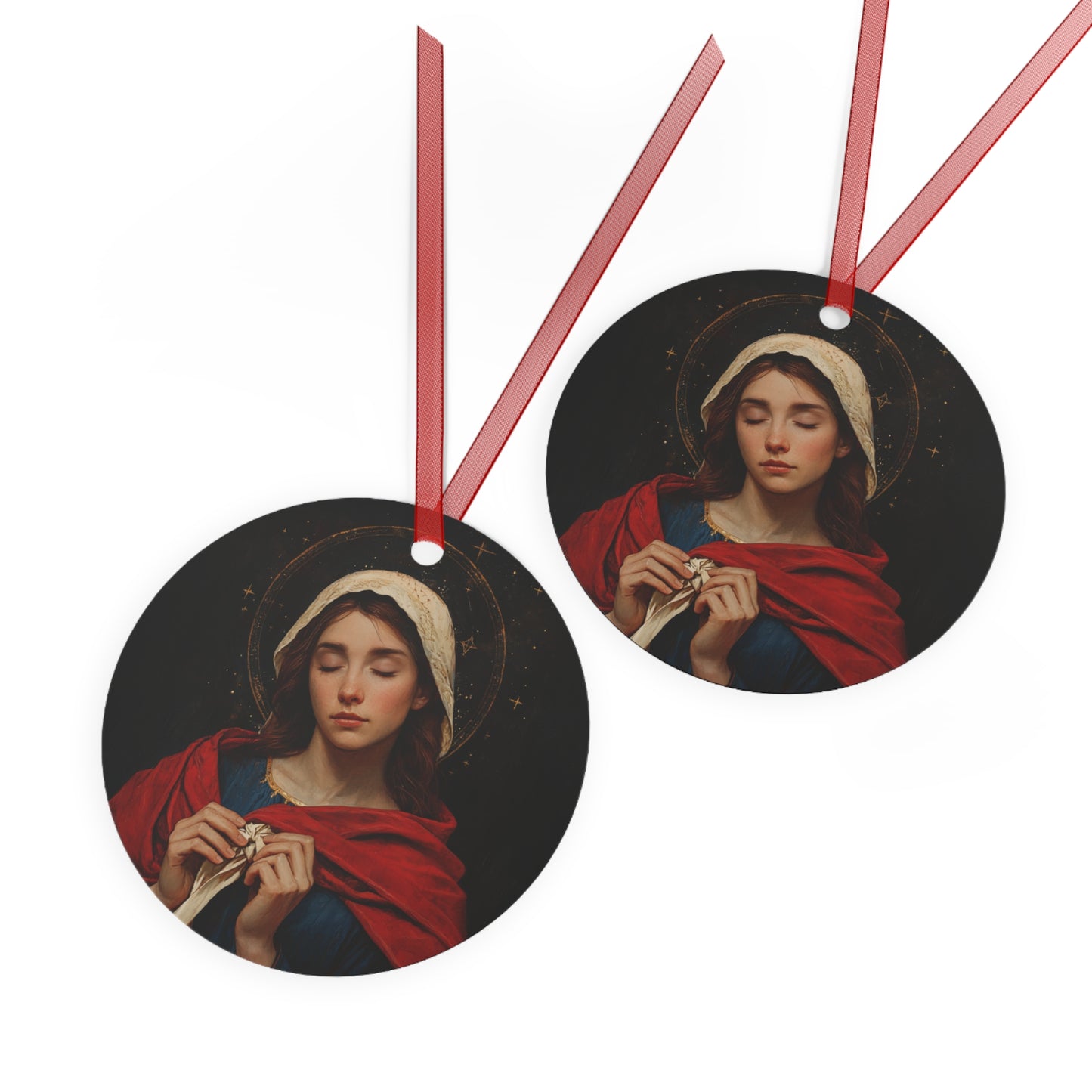 Mary Undoer of Knots - Mother Mary  - Untier of Knots - Marian Art - Metal Ornament - Religious Holiday Christmas Ornament