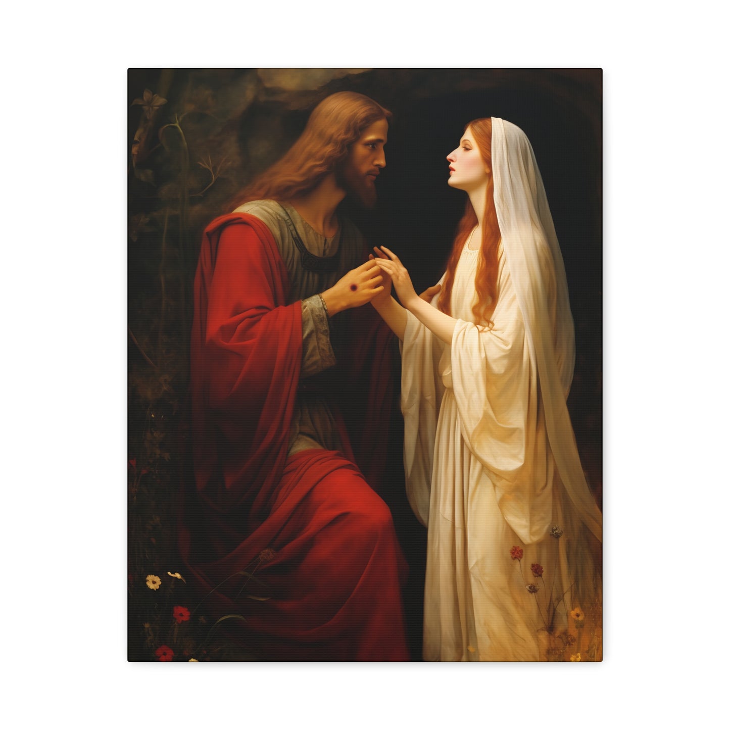 Revelation of Redemption Mary Magdalene and the Risen Christ - Gallery Wrapped Canvas - Sanctified Souls Print - Religious Art for your Home