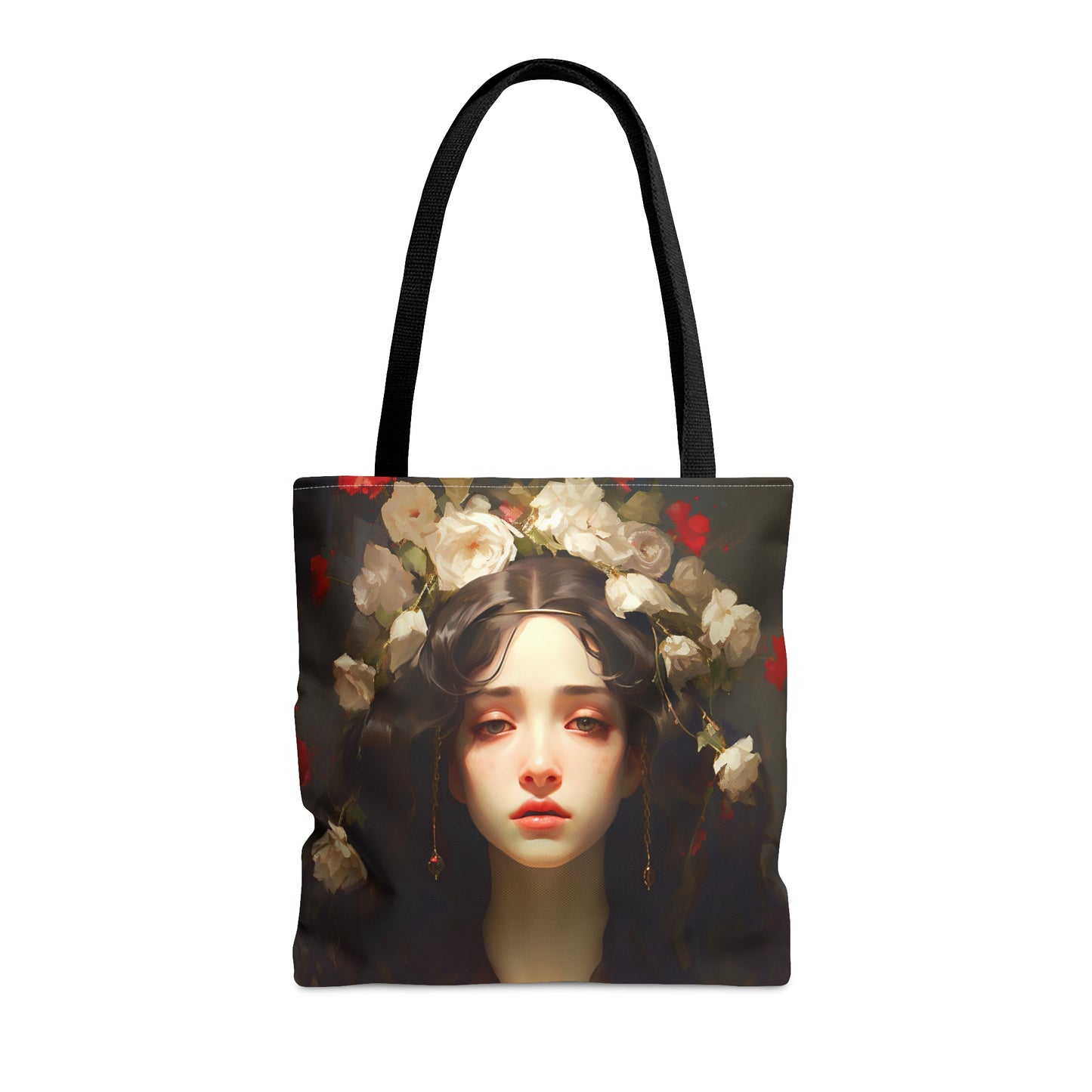 Saint FloraTote Bag - Large Medium Small Faith Art Bag - Re usable Tote Purse - Double Sided - Flowers portrait - Catholic Art Bag