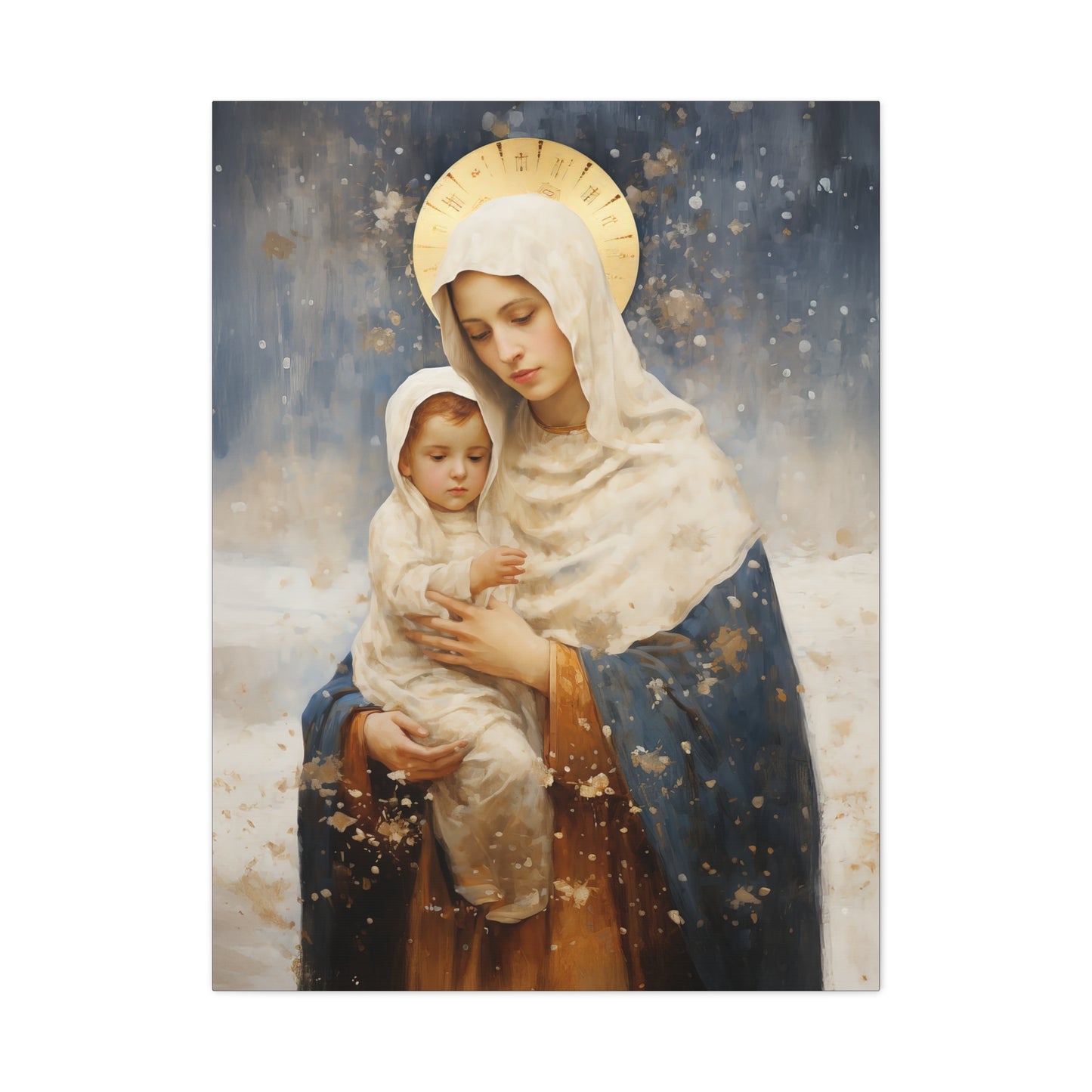 Winter's Grace : Our Lady of the Snows Canvas Print - Multiple Sizes - Catholic Home art - Gallery Wrapped Canvas - Sanctified Souls Print