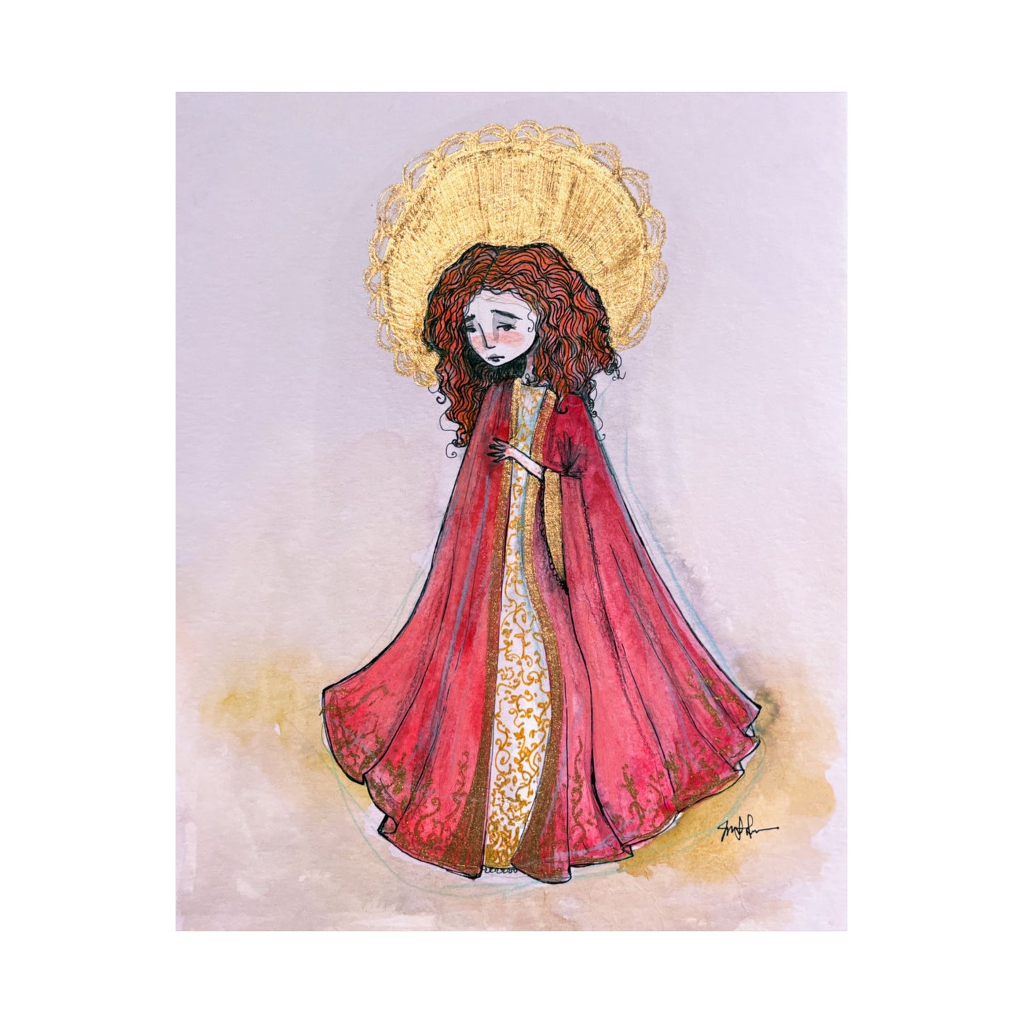 Saint Bibiana Hand-Drawn Catholic Art Print | Christian Devotional Wall Art | Sanctified Solocosmo Religious Poster