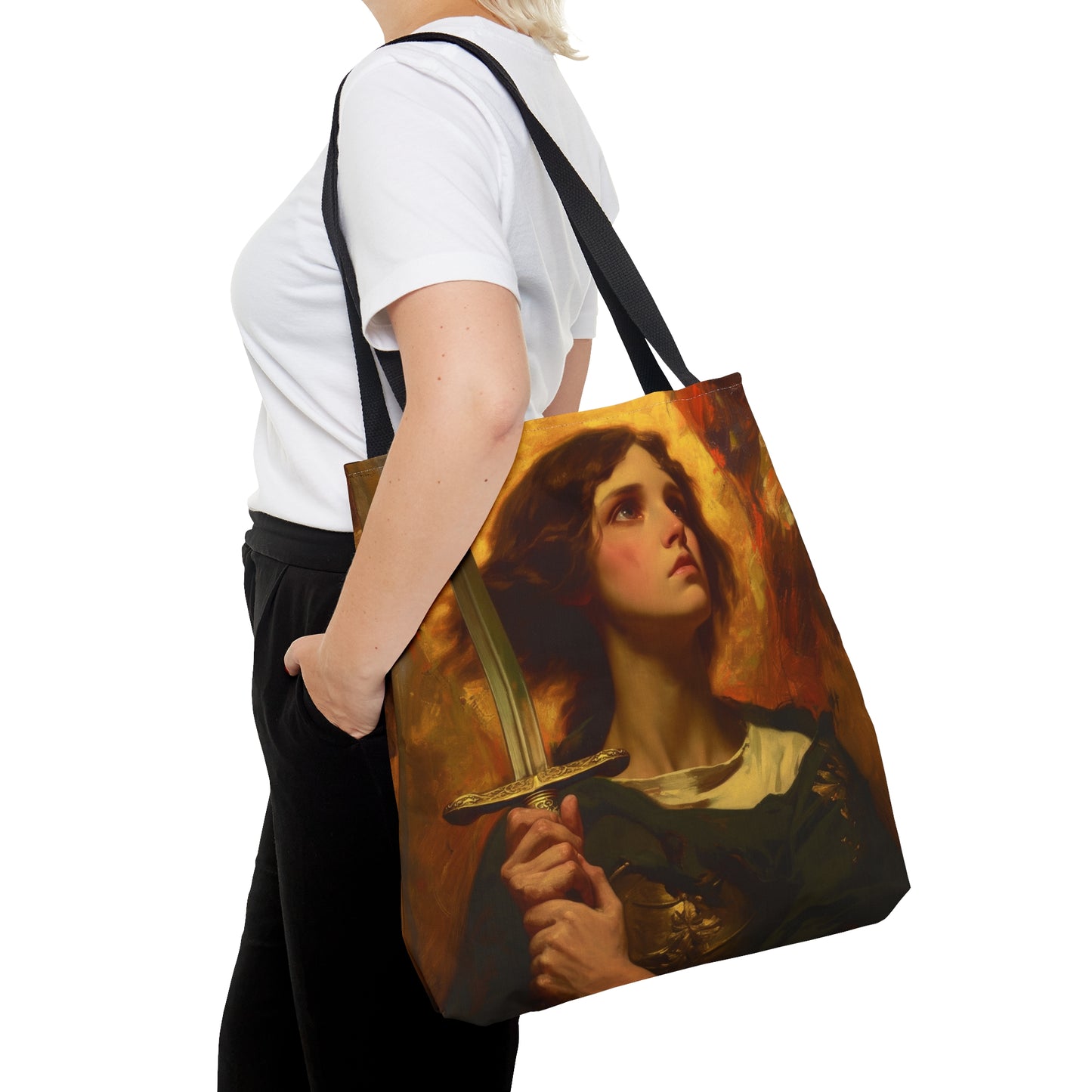 Saint Joan of Arc Tote Bag - Three sizes - Large Medium Small Faith Art Bag - Catholic purse - Double Sided - Patron Saint Art