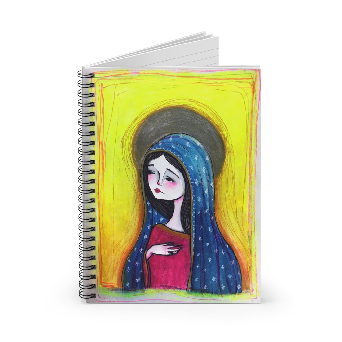 Our Lady of Guadalupe Lined Journal - Hand-Drawn Catholic Art - Spiral Notebook | Marian Devotion Prayer Journal | Religious Journal