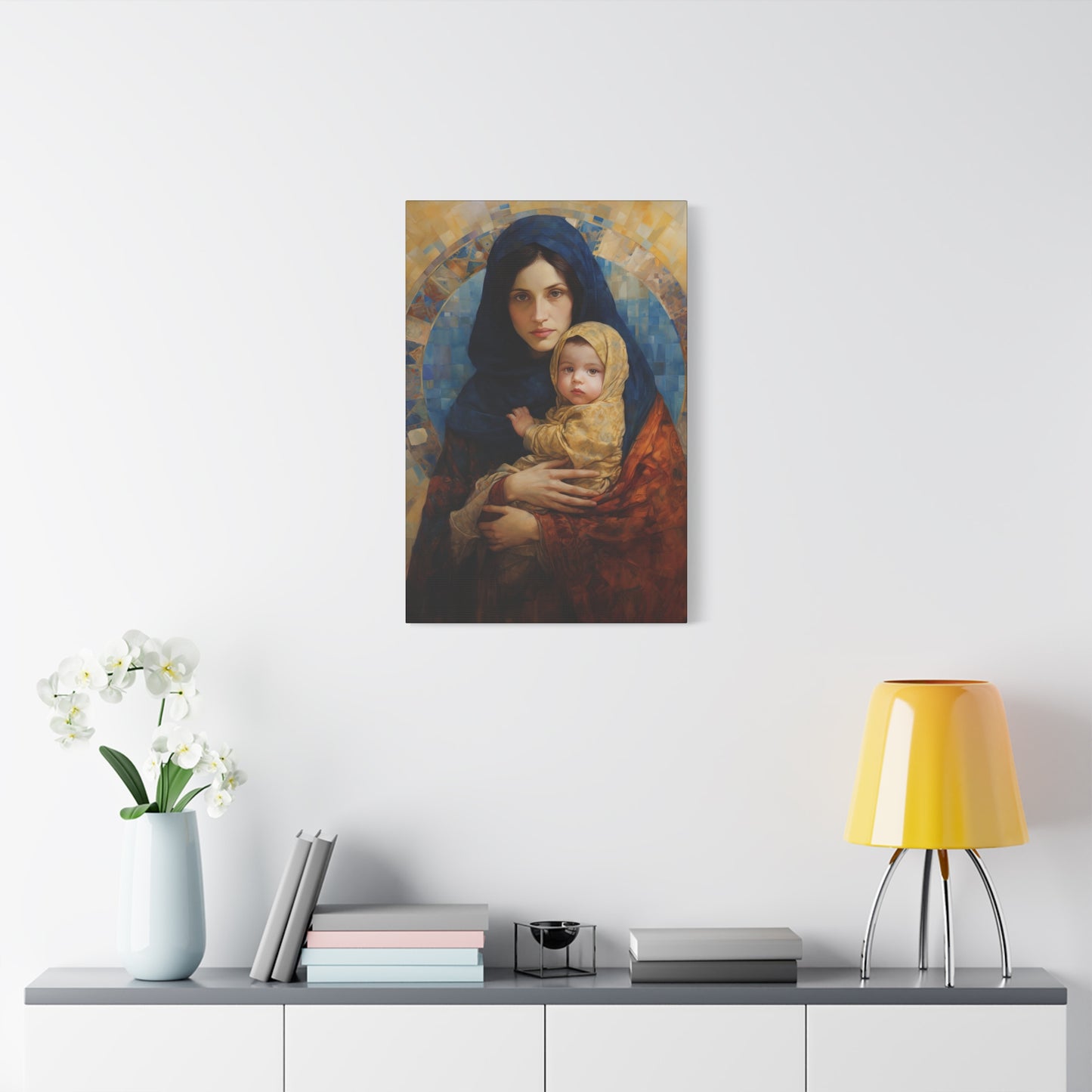Maternal Seraph - Virgin Mary and Infant Jesus - Museum Wrapped Canvas - Religious Art for your Home - Catholic Art - Mary and Christ Child
