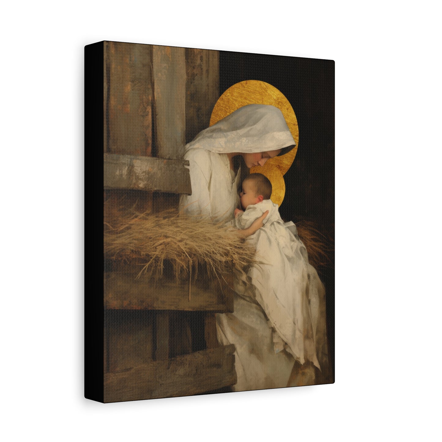 Our Lady of the Manger - Mother Mary and the Christ Child - Gallery Wrapped Canvas - Print - Religious Art for your Home - Catholic