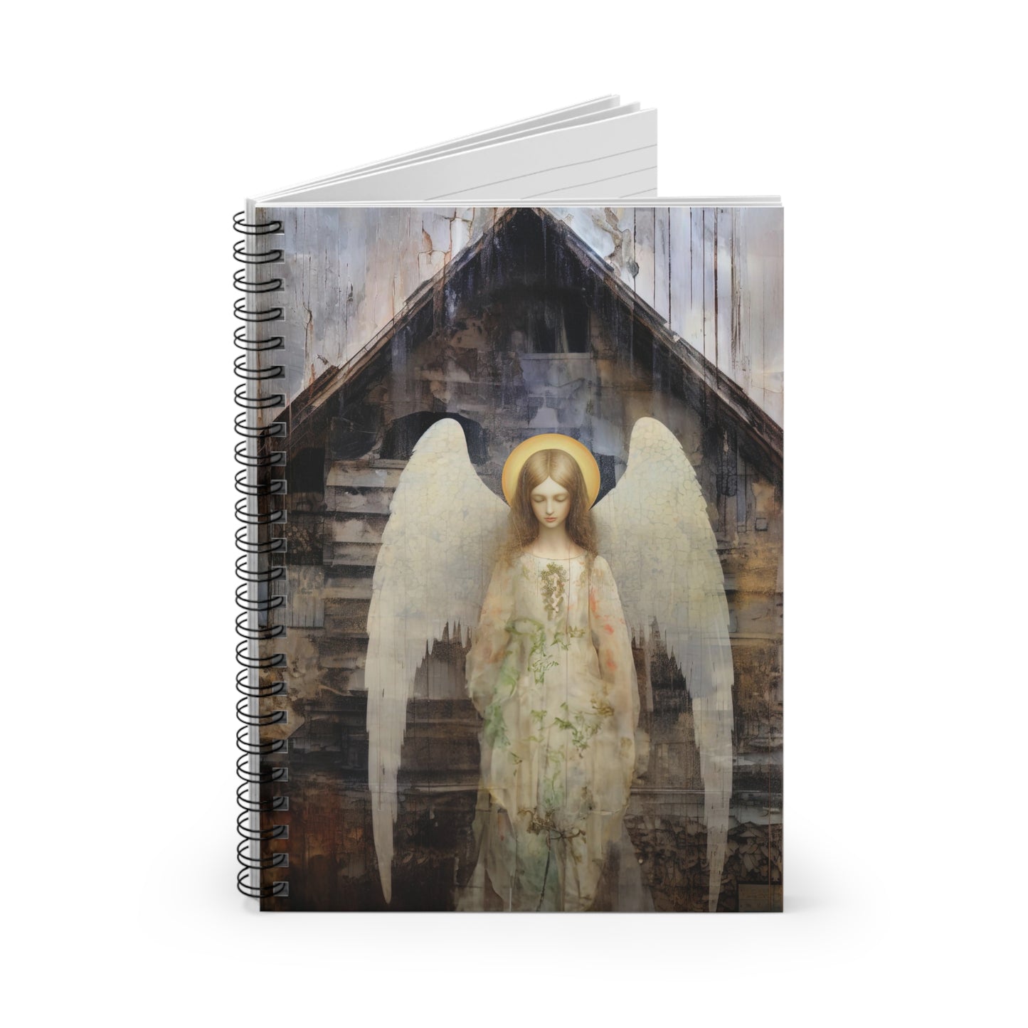 The Unseen Protector Journal - Sanctified Souls Art - Religious Based Notebook - Spiral Notebook - Ruled Line - Guardian Angel Print Book