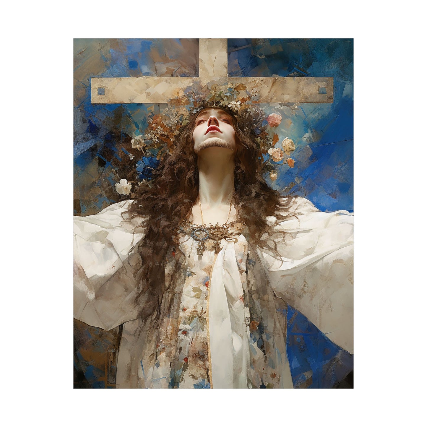 Saint Wilgefortis - Sanctified Souls Print - Multiple Sizes - Premium Matte Vertical Posters - The Bearded Virgin Martyr